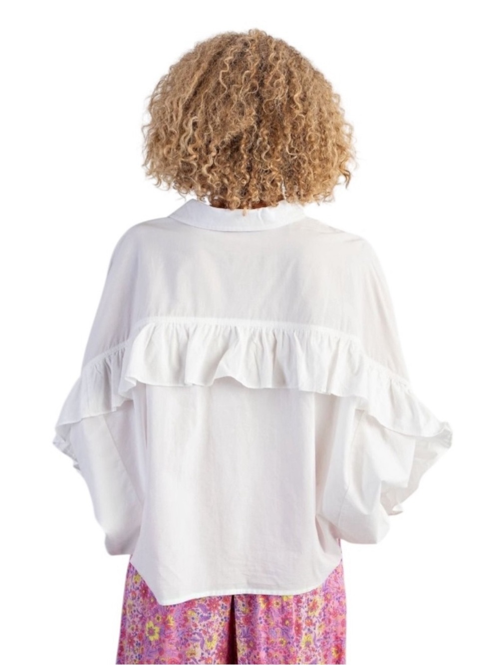 easel Button-down Ruffle Top - Picture 3 of 4